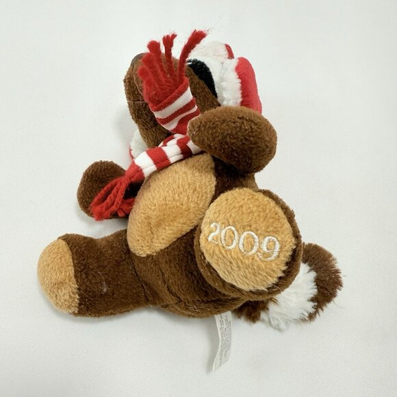 Sears Raccoon Reginald Christmas Plush Toy Winter Scarf Hat Earmuffs Sit Shelf - Picture 5 of 12